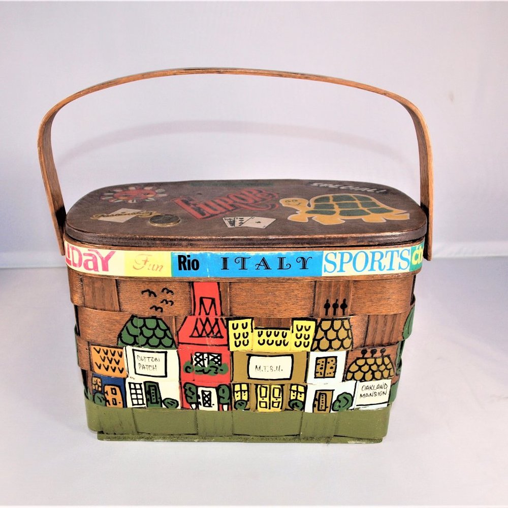Vintage 1960’s Signed & Dated Nan Caro Hand-Painted Travel Purse - Picture 1 of 10